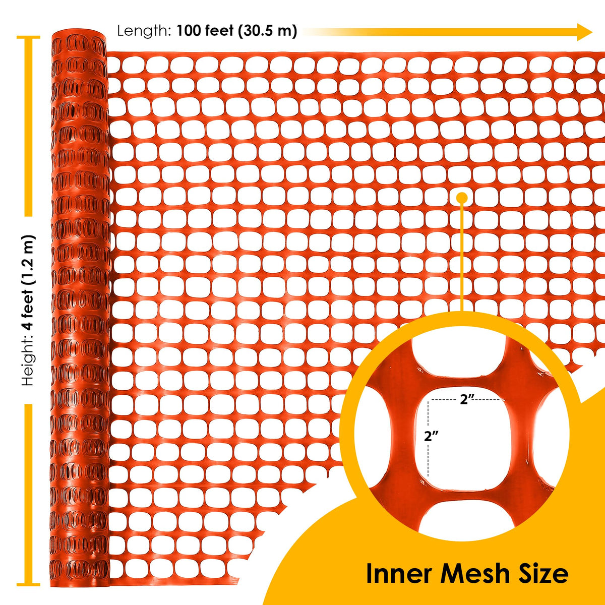 Houseables orange garden fence mesh creates a vibrant flowerbed barrier