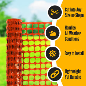 Houseables mesh fence orange blocks access near pools and play areas