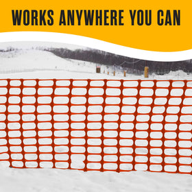 Houseables orange barrier mesh used around snow paths and entryways