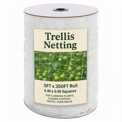 Houseables trellis netting roll 350ft demonstrates durable nylon support for climbing plants.