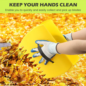 Houseen debris pickup with leaves and twigs using ergonomic scoops