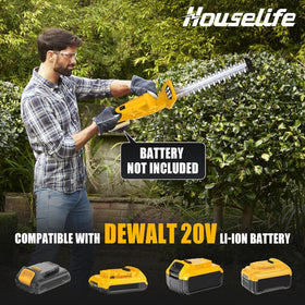 Houselife electric shrub trimmer with DeWalt 20V compatibility for flexible power options.