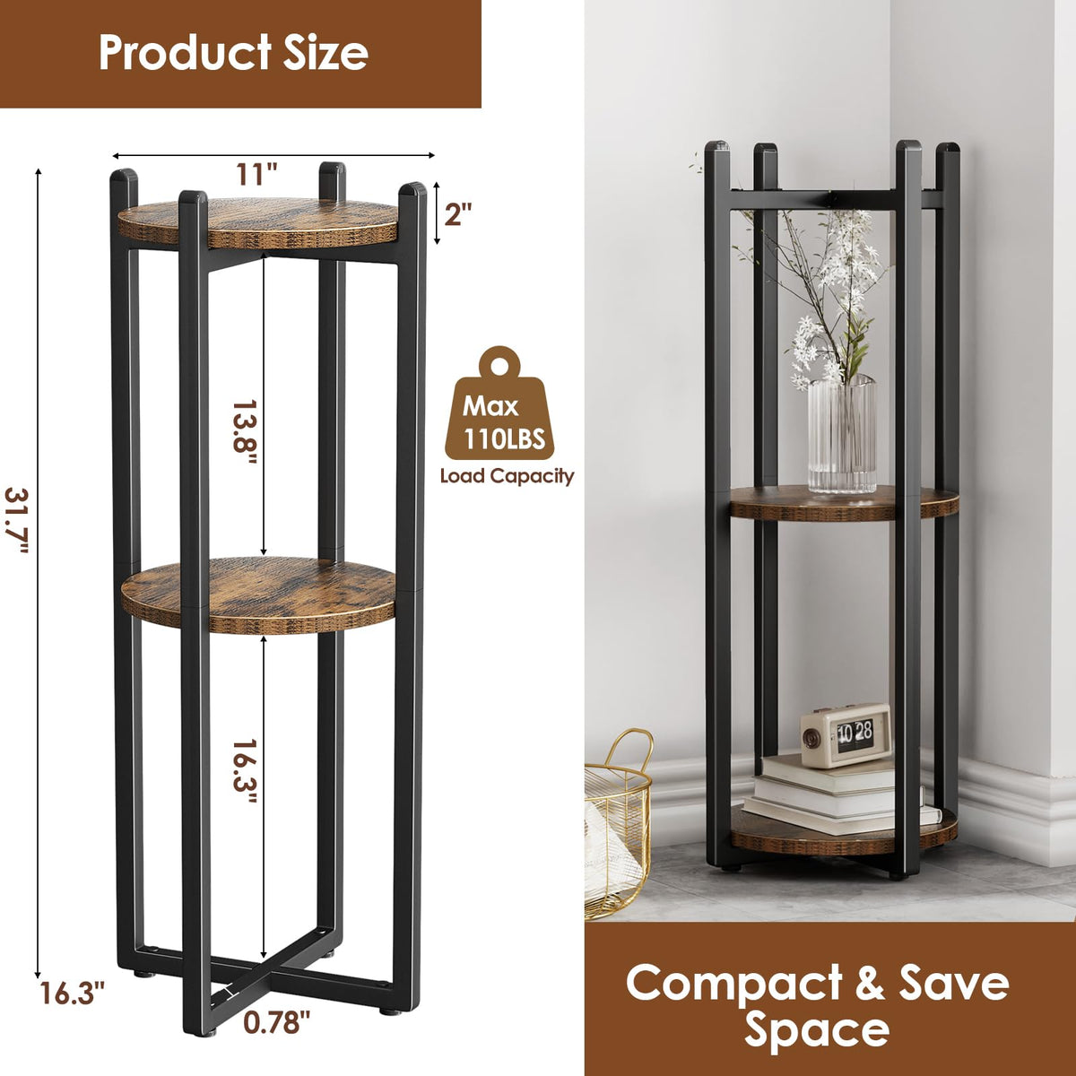 Housolution sturdy iron frame supports up to 110 lbs securely.