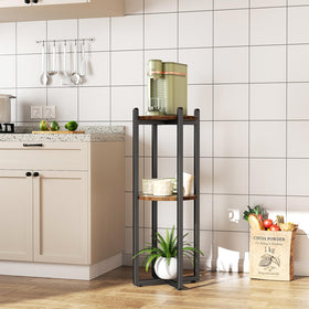 Housolution corner shelf stand accommodates bottles or plants, saving space beautifully.