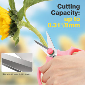 Housolution Flower Scissors 8mm pruning diameter enables clean cuts for bouquets and arrangements.