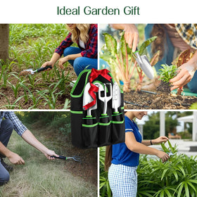 Housolution gardening gloves protecting hands during digging and pruning.