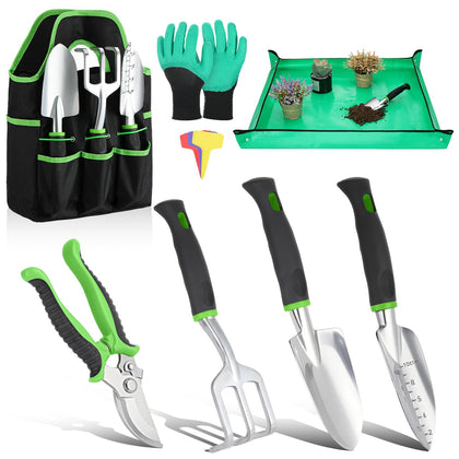 Housolution trowel in use for beds, versatile digging tool.