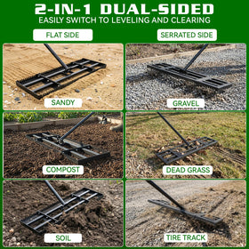 Housolution rake flat side for precise grading and smoothing