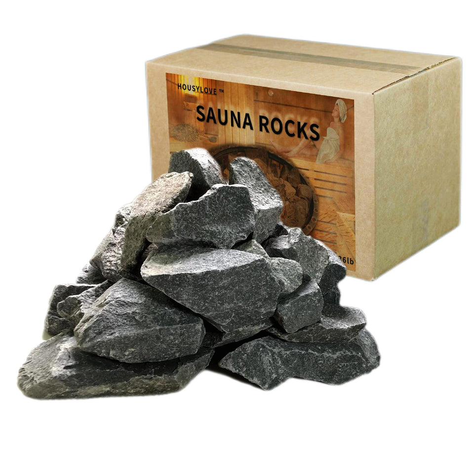 HOUSYLOVE sauna rocks with varied sizes for adaptable sauna layouts.