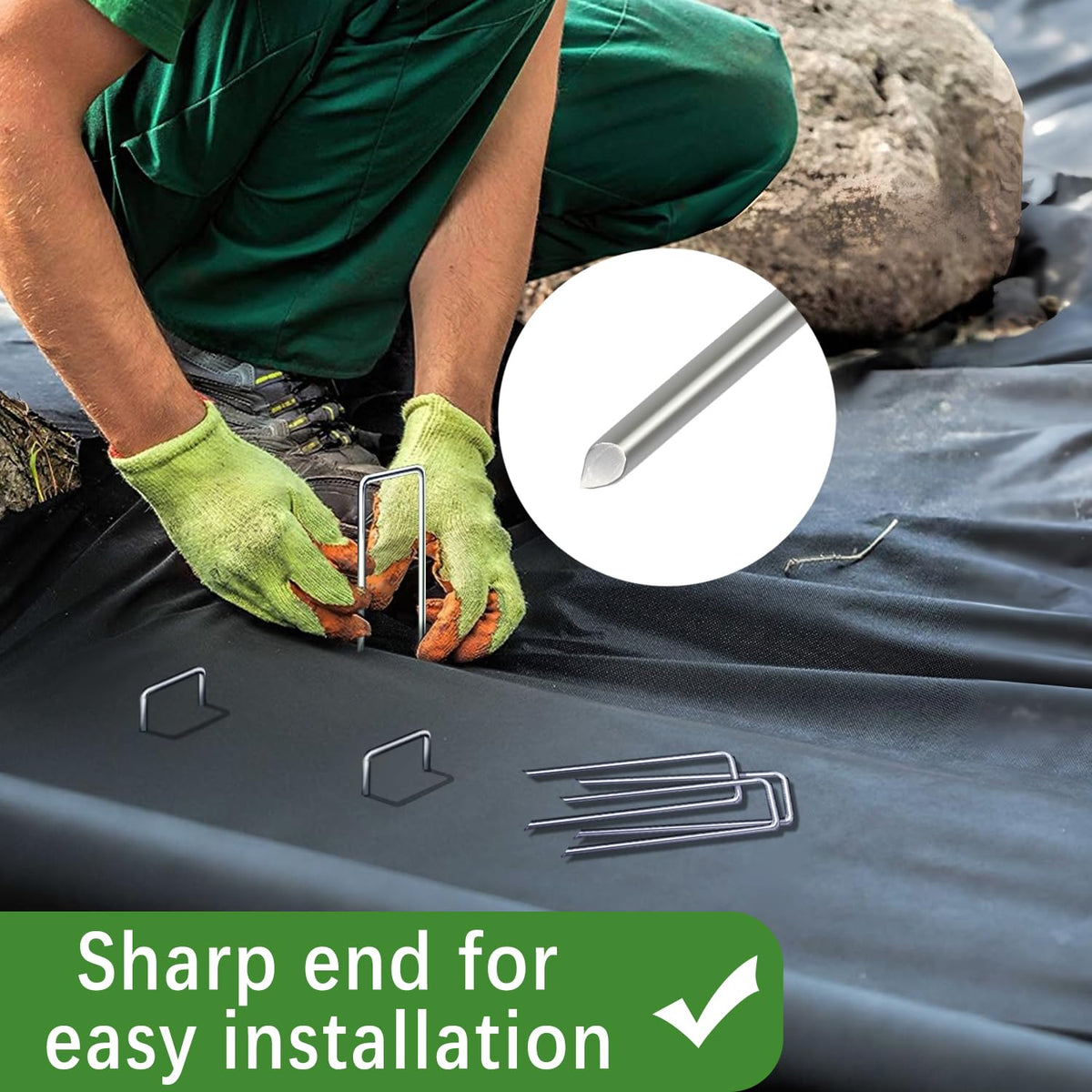 Houya multi-purpose stakes secure irrigation tubing and edging.