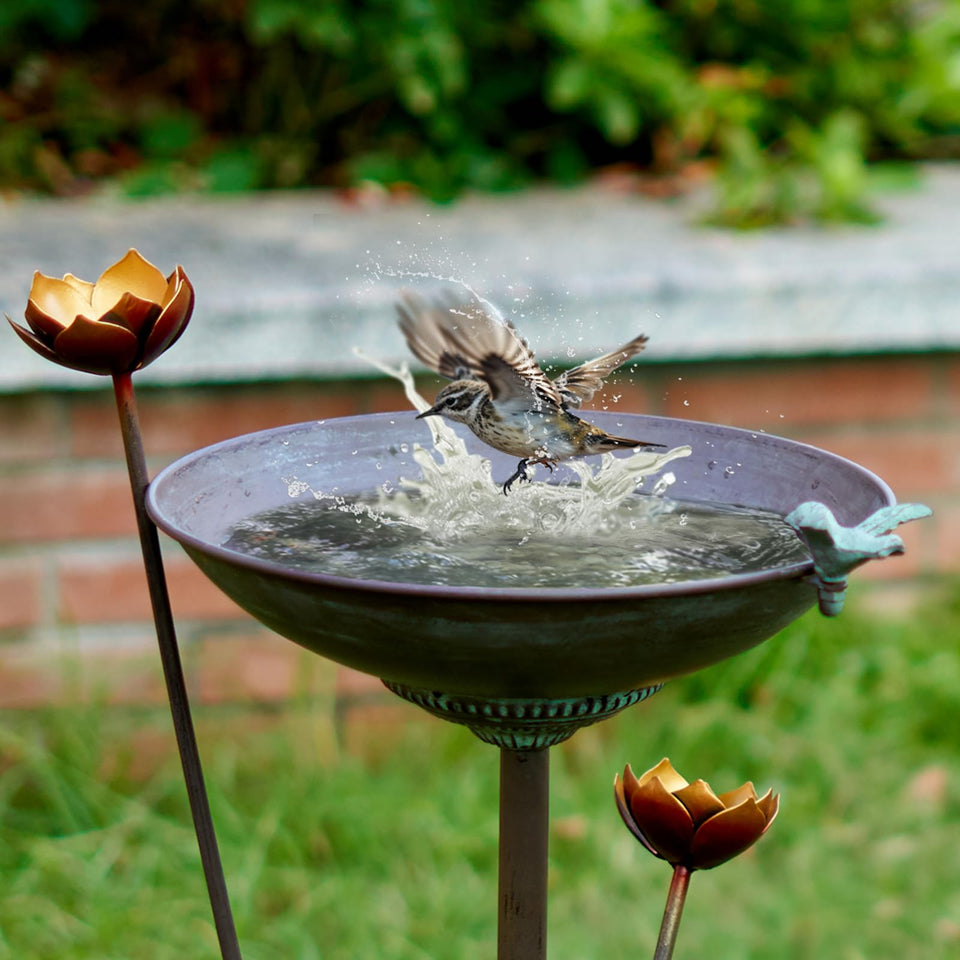 HOUYANG pedestal bird bath base features sturdy cast iron for stable outdoor use.