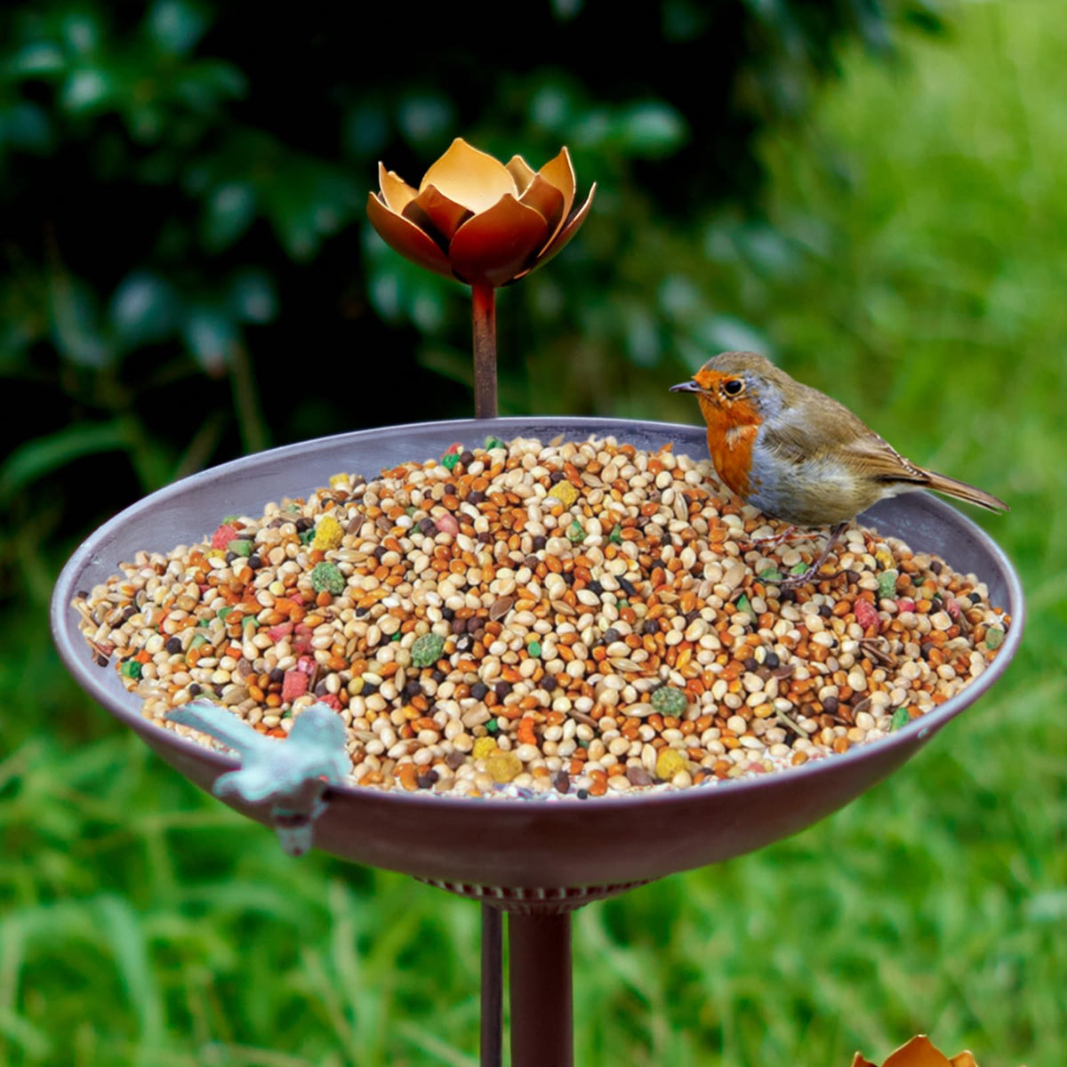 HOUYANG outdoor bird bath shows a cast iron base with a large bowl.
