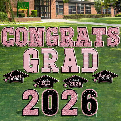 HOVACY congrats grad 2026 yard sign front view boosts visibility outdoors