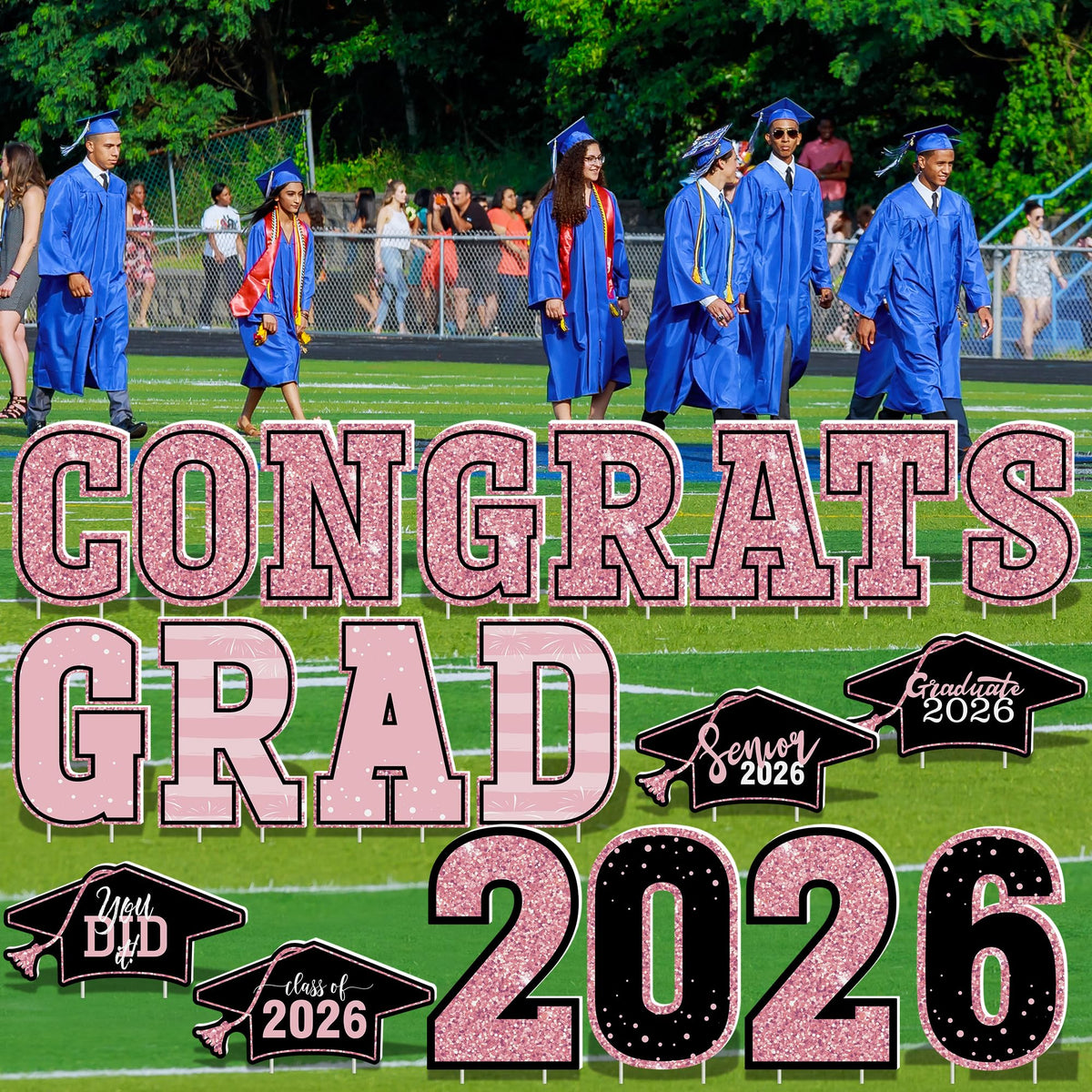 HOVACY pink graduation signs brighten front yards and welcome guests