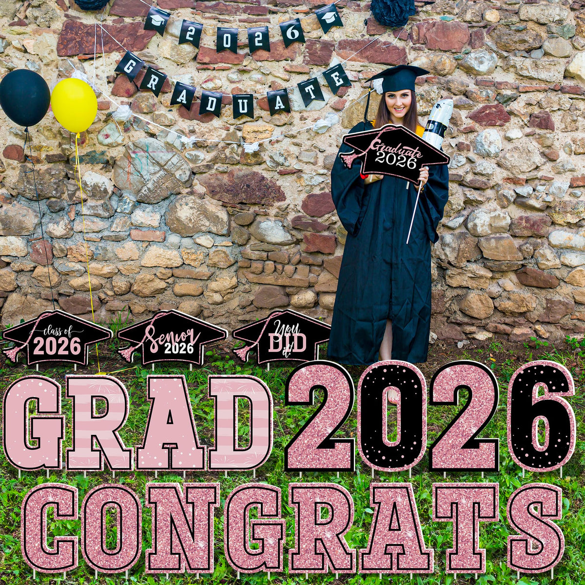 HOVACY yard decorations double as photo props for graduation moments