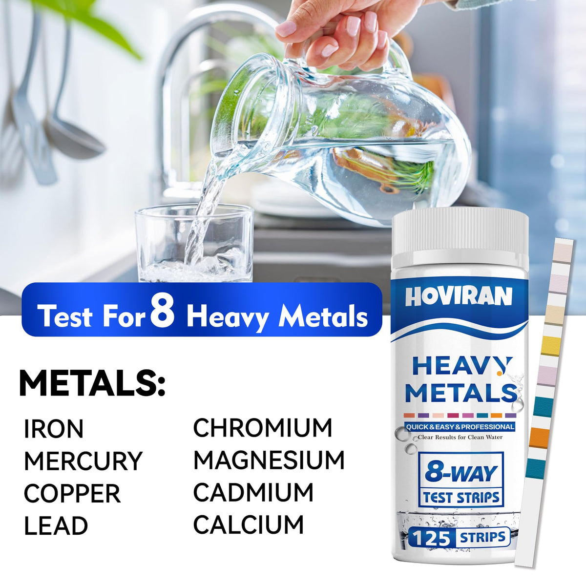 HOVIRAN 125-strip pack enables affordable, frequent water quality checks at home.
