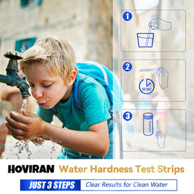 HOVIRAN hardness-range chart displays 0-425 ppm levels for quick reference.