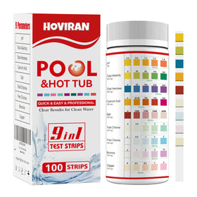 HOVIRAN pool nine-in-one test strips 100ct front view for quick water balance