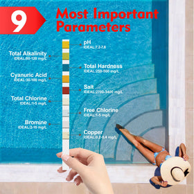 HOVIRAN pool nine-in-one test strips color chart for easy matching
