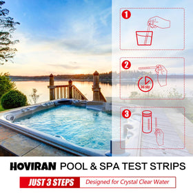 HOVIRAN pool nine-in-one test strips dip method close-up