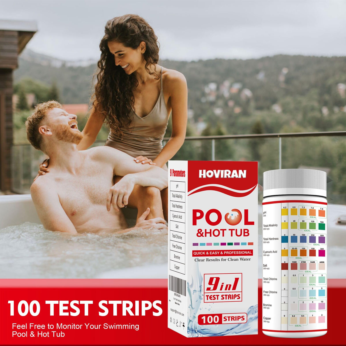 HOVIRAN pool nine-in-one test strips for pool and spa applications