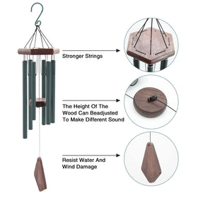 Howarmer 28-inch wind chime adds decorative presence to porch or balcony.