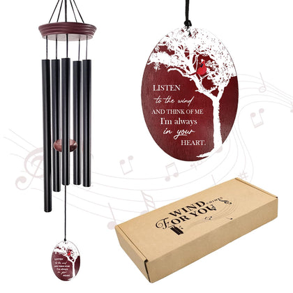 Howarmer Cardinal Memorial Wind Chimes 33.5-inch display, a comforting remembrance for loved ones.