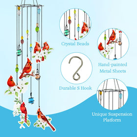 Howarmer cardinal wind chimes adjustable length offers flexible outdoor setup.