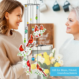 Howarmer cardinal wind chimes make a thoughtful gift for mom or friends.