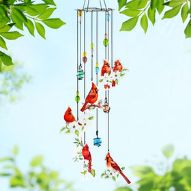 Howarmer cardinal wind chimes for outdoor decor producing clear, peaceful tones.