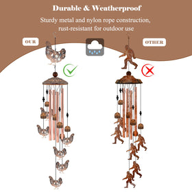 Howarmer wind chimes feature copper clapper for resonant soothing melodies near patios.