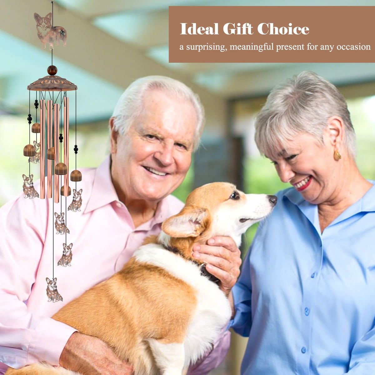 Howarmer Corgi Wind Chimes suitable for garden, porch or mantel