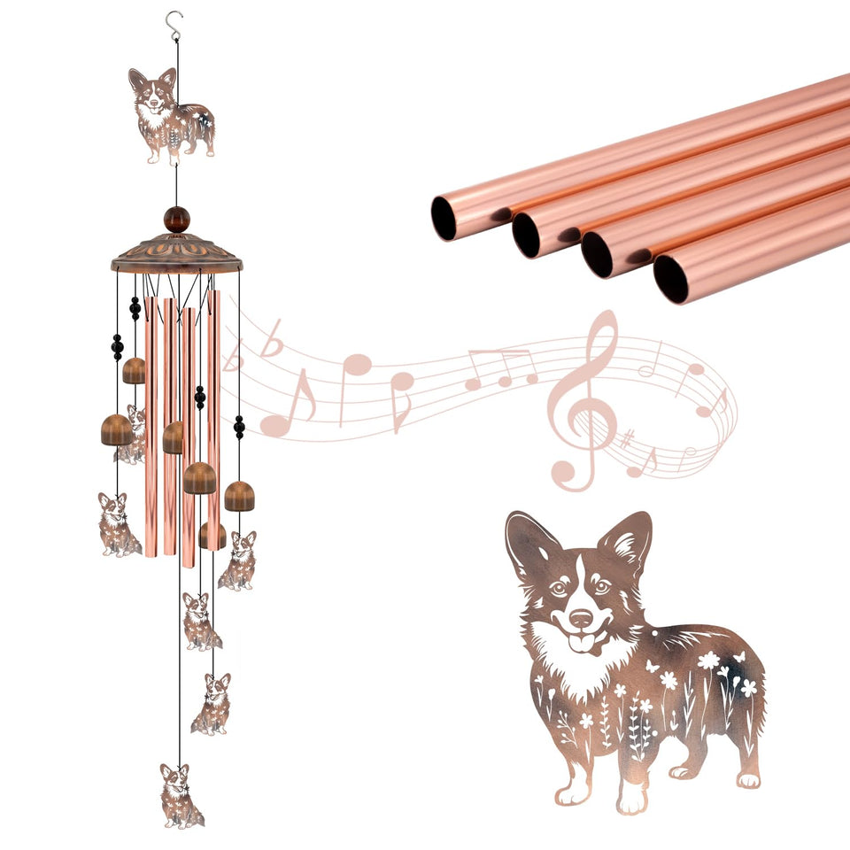 Howarmer Corgi Wind Chimes top ornament enhances outdoor appeal