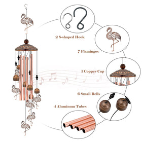 Aluminum tubes and bells of Howarmer wind chime create crisp tones in breeze