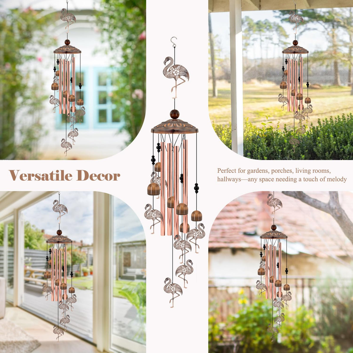 Lucky beads and nylon rope on Howarmer wind chime support durable display