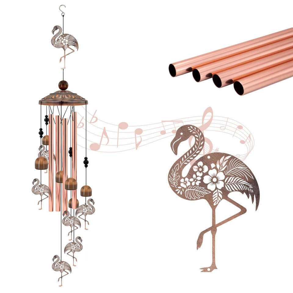 Howarmer Flamingo wind chime with large flamingo, ideal garden focal point