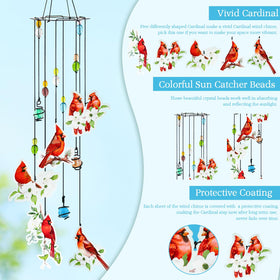 Howarmer handmade cardinal wind chimes add elegant charm to your garden.
