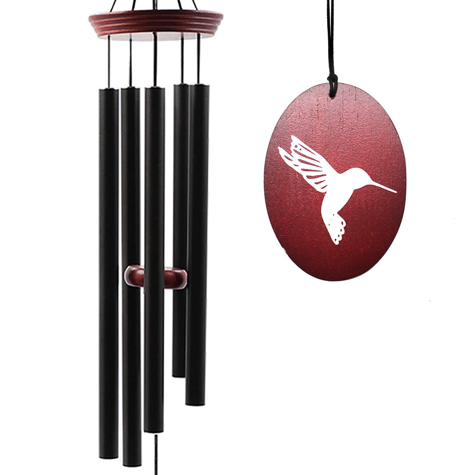 Howarmer Hummingbird Wind Chimes with sail create tranquil garden ambience.