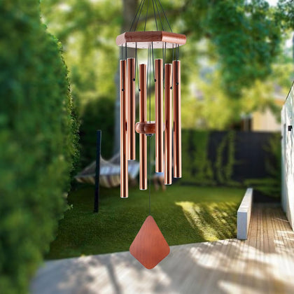 Howarmer Small Bronze Wind Chimes with 28-inch tuned melody in a garden setting
