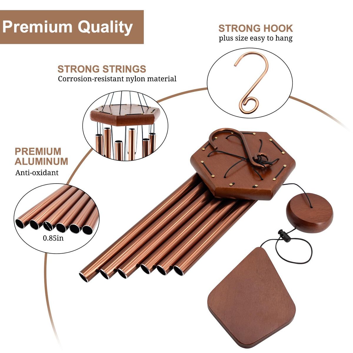 Howarmer bronze wind chimes adorn outdoor decor with soothing tones