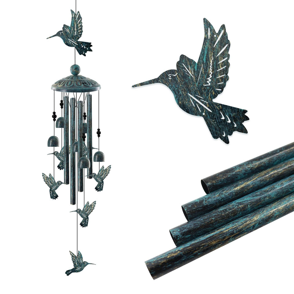 Howarmer vintage bronze hummingbird chime enhances outdoor decor