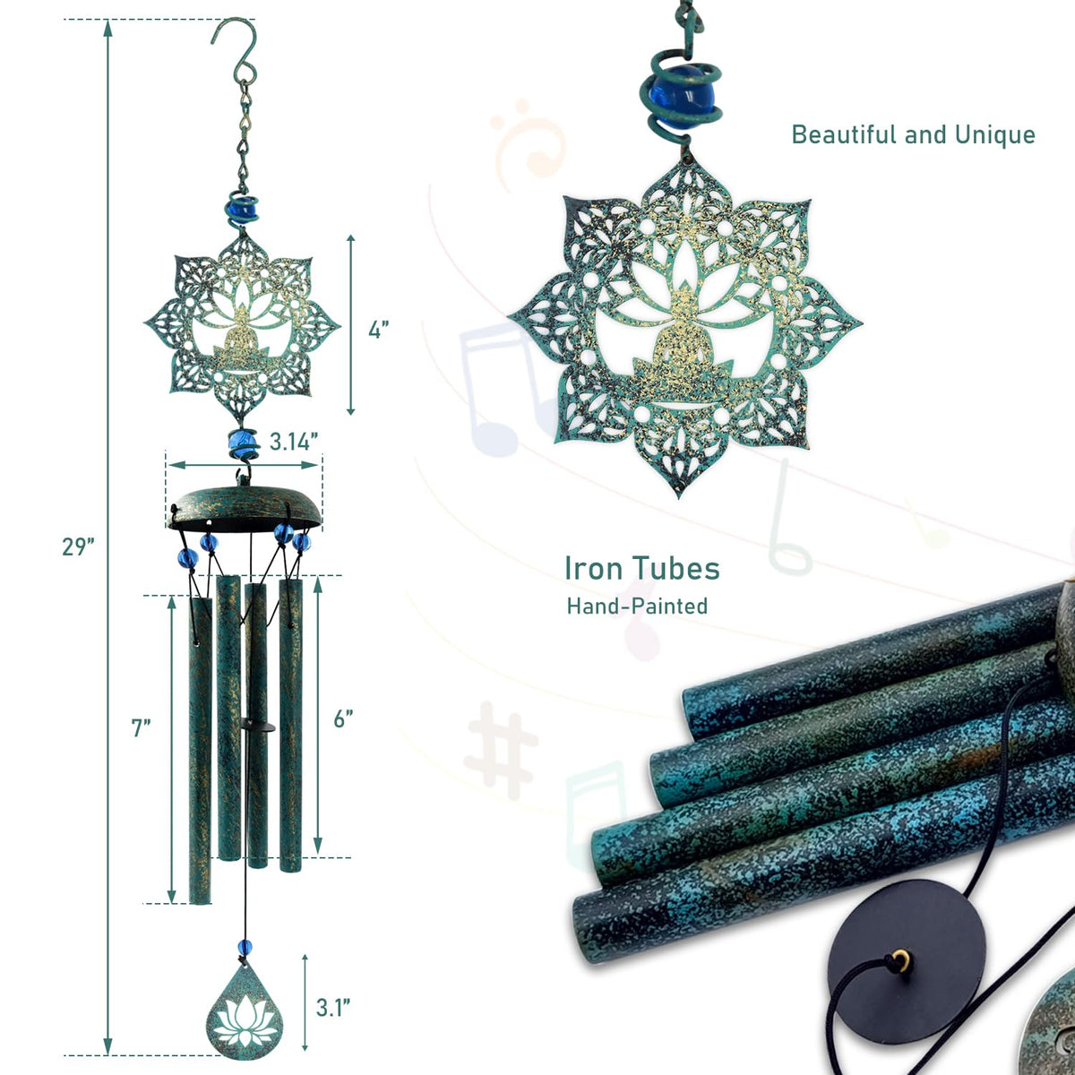 Howarmer Wind Chime placed in garden patio balcony adds calming charm