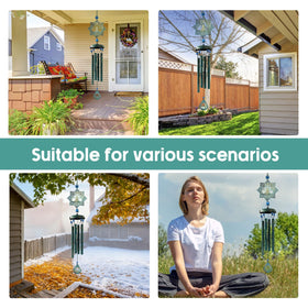Howarmer Wind Chime features intricate Buddha and lotus cutouts with elegance