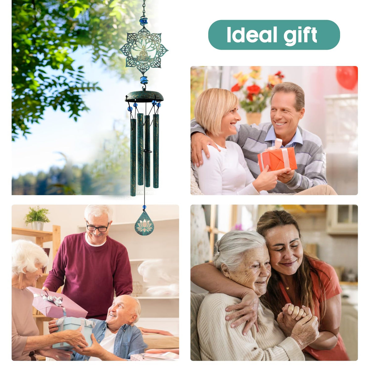 Howarmer Wind Chime lightweight metal construction allows easy placement