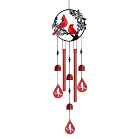 Howarmer wind chime with two red cardinals and tubes delivers clear, soothing tones outdoors.