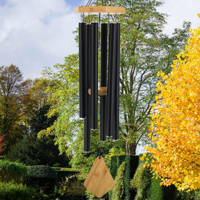 Howarmer wind chimes beech wood top lends natural craftsmanship
