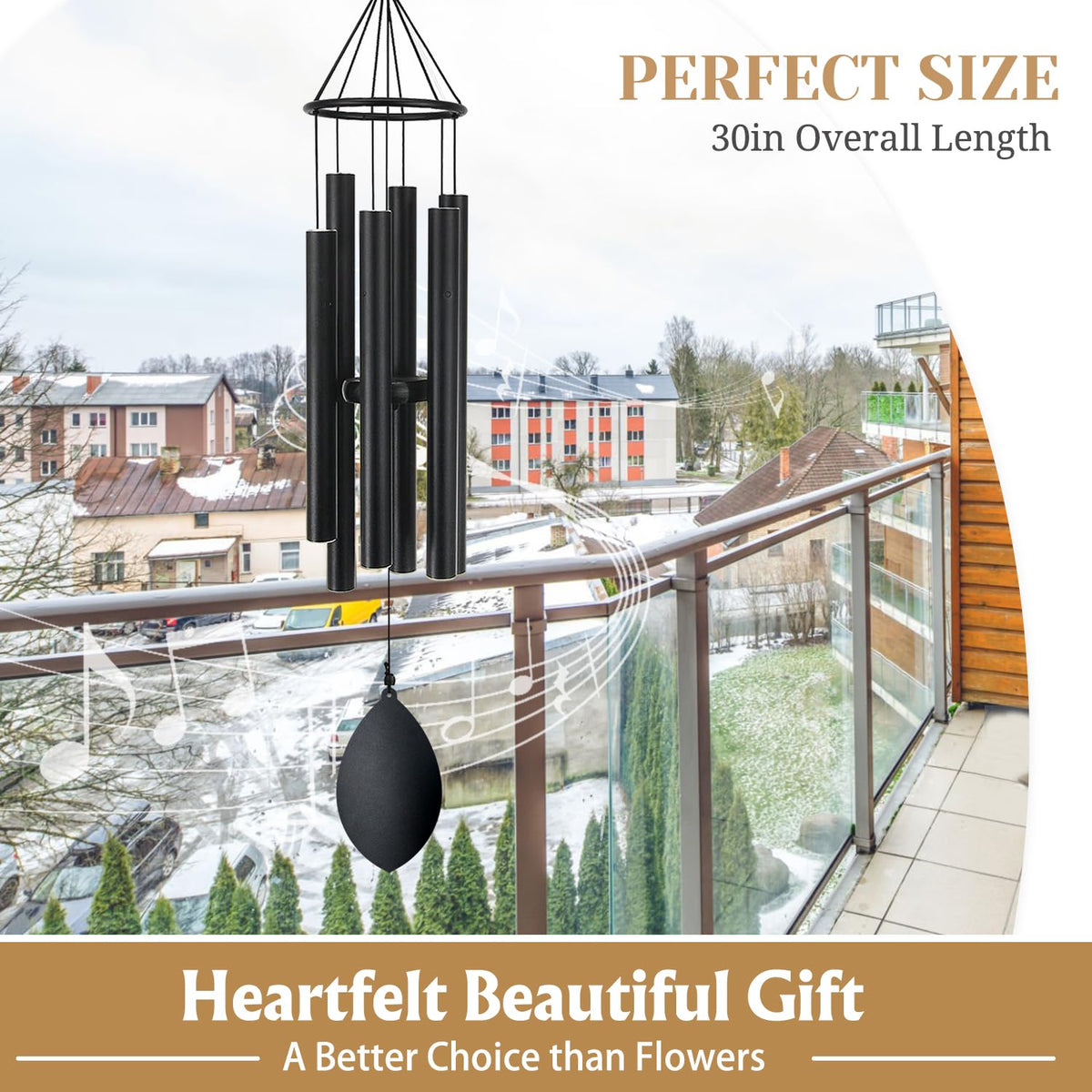 Howarmer teardrop pendant wind chimes with adjustable striker for control