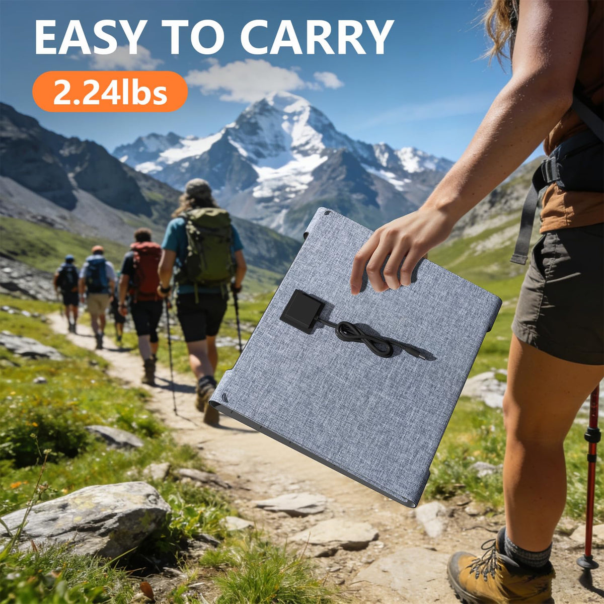 HOWEASY 30W solar panel folded for easy outdoor charging