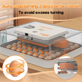 Howooiua 56-egg incubator built-in cold-light candler for embryo checks.