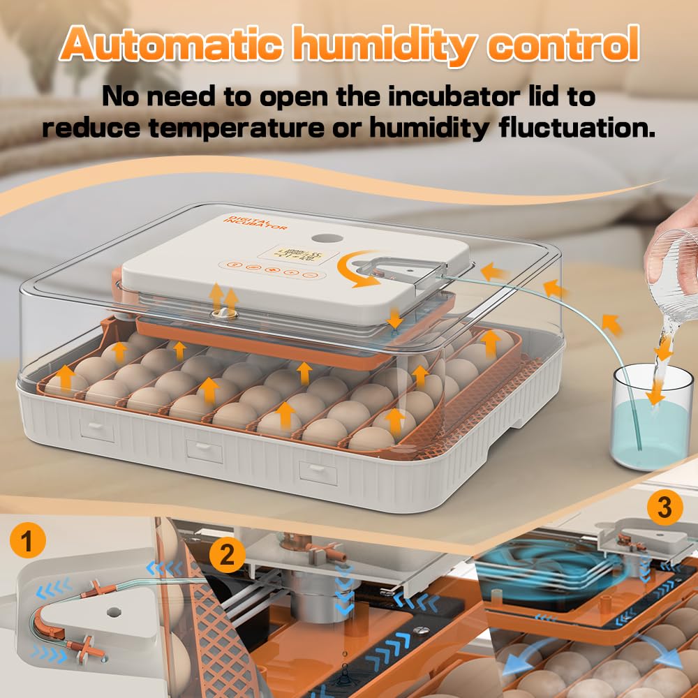 Howooiua 56-egg incubator LED display for at-a-glance monitoring.